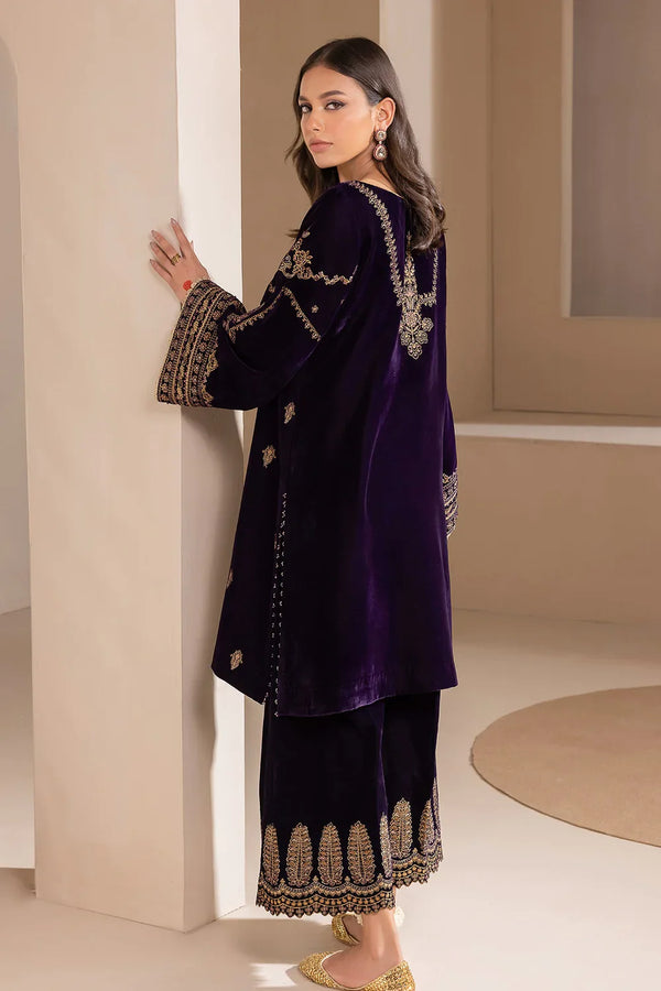 Baroque Dark Purple Velvet Formal Collection Replica