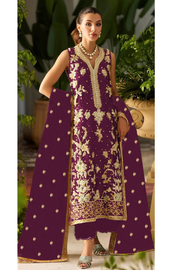 Mina Hassan Tessel Silk Celina Magenta 3Pc