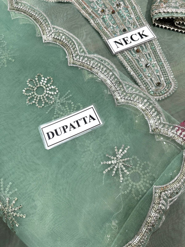 Baroque Pistachio Organza Formal Collection Replica