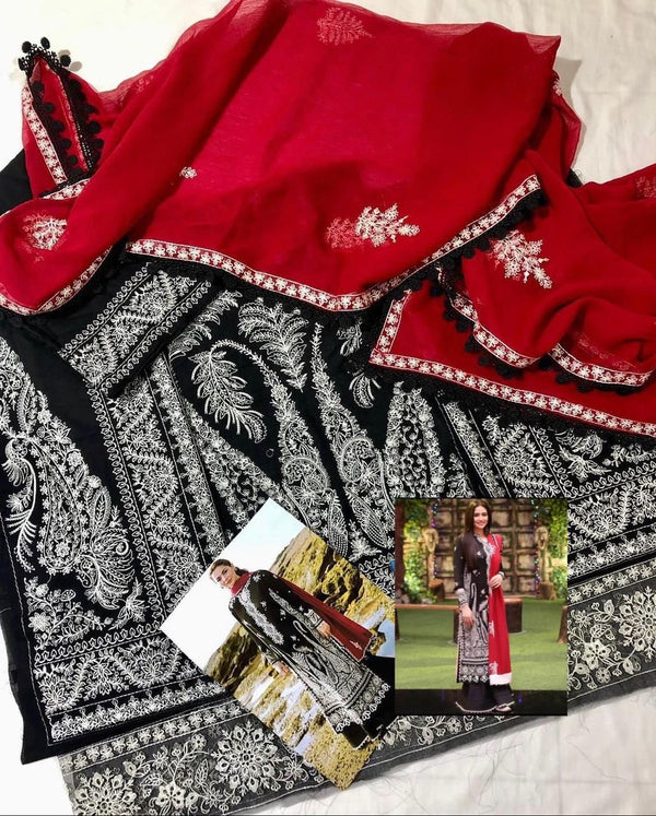 Zaha Black Luxury Lawn Collection Replica