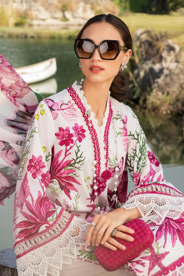 Maria B MPrint | White & Pink - Lawn Collection Replica