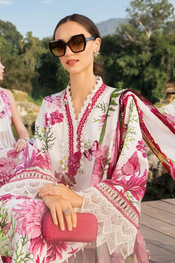 Maria B MPrint | White & Pink - Lawn Collection Replica