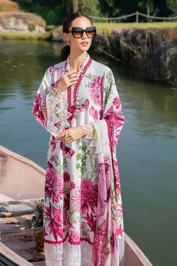 Maria B MPrint | White & Pink - Lawn Collection Replica