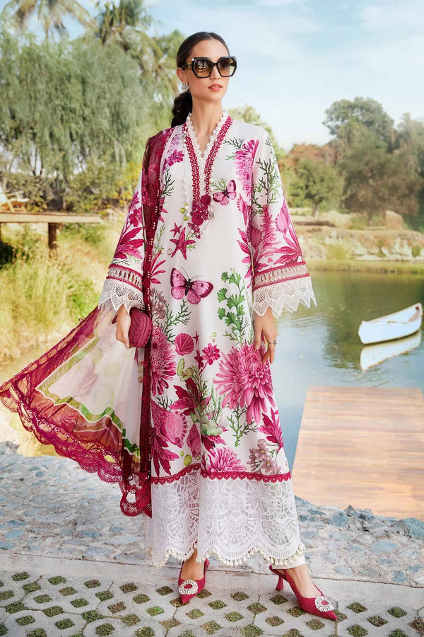 Maria B MPrint | White & Pink - Lawn Collection Replica
