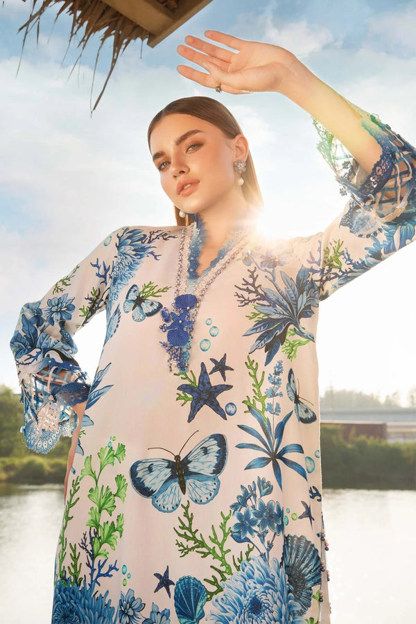 Maria B MPrint | White & Blue - Lawn Collection Replica