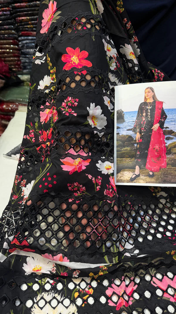 Crimson Lawn Printed D4 (Black)