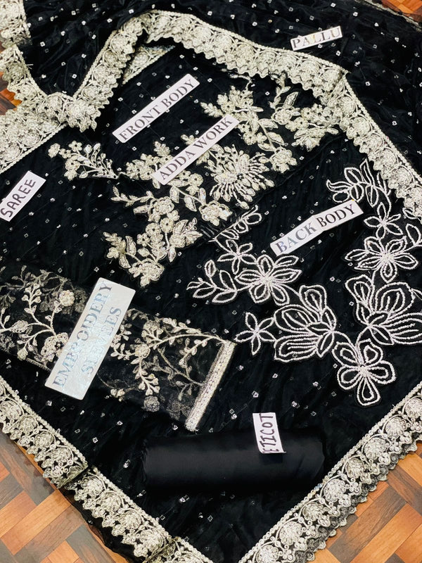 Iznik Black Exclusive Net Saree Replica