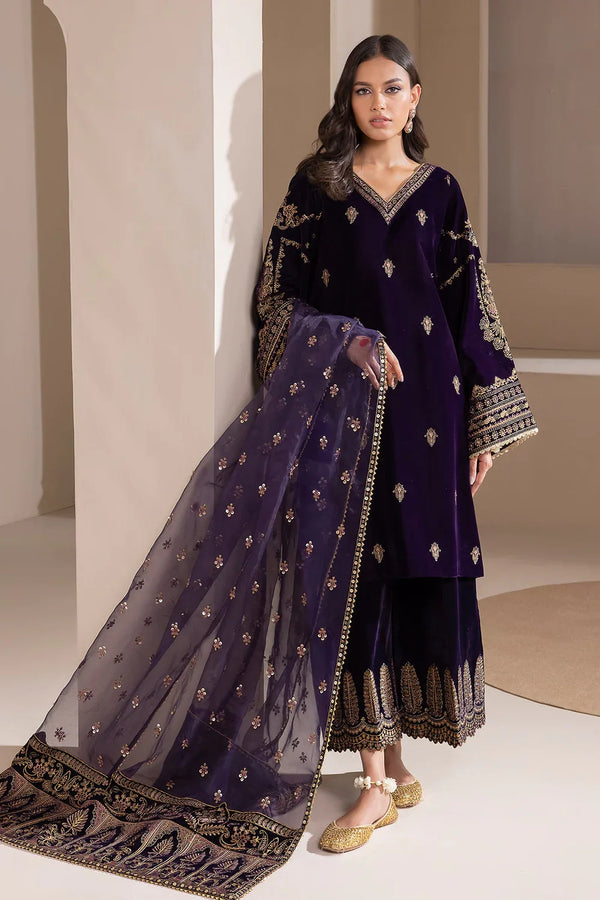 Baroque Dark Purple Velvet Formal Collection Replica