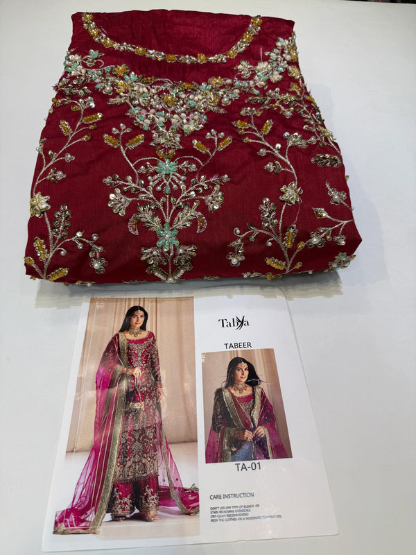 TABYA RAW SILK TABEER MEROON
