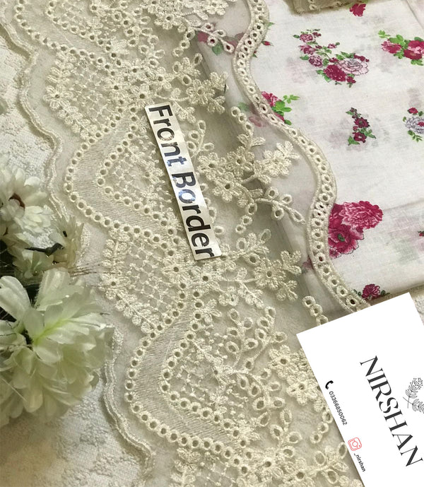 Iznik | White & Pink - Lawn Collection Replica