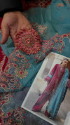 HUSSAIN REHAR Lawn – Riviera (Fuchsia Pink)