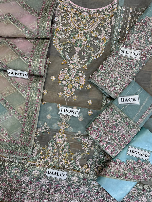 Kanwal Malik Mint Organza Formal Collection Replica