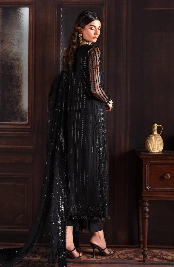 Zarif Black Chiffon Formal Collection Replica