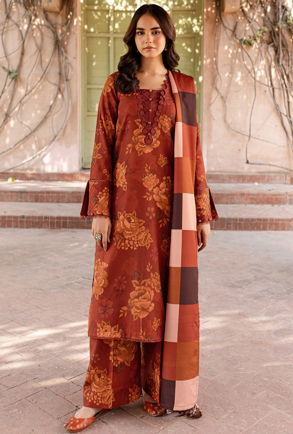 Farasha | Rust Orange - Lawn Collection Replica