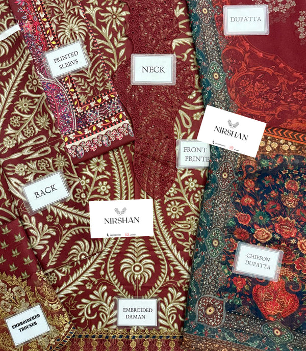 Maria B | Maroon - Printed Lawn Collection Replica