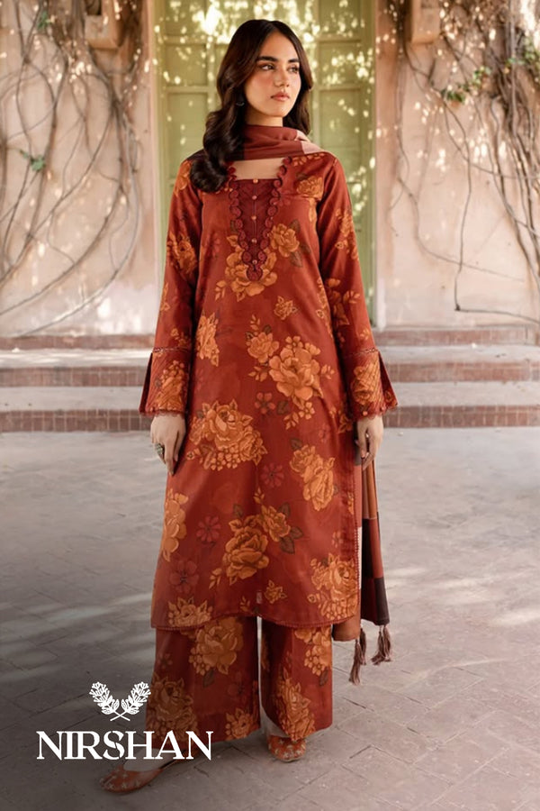 Farasha | Rust Orange - Lawn Collection Replica
