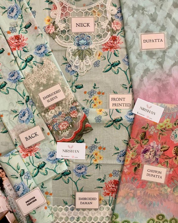 Bin Ilyas | Sky Blue - Lawn Collection Replica