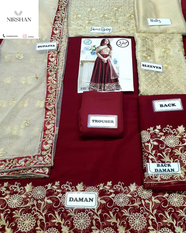 Angoori Indian Maxi | Maroon - Chiffon Collection Replica