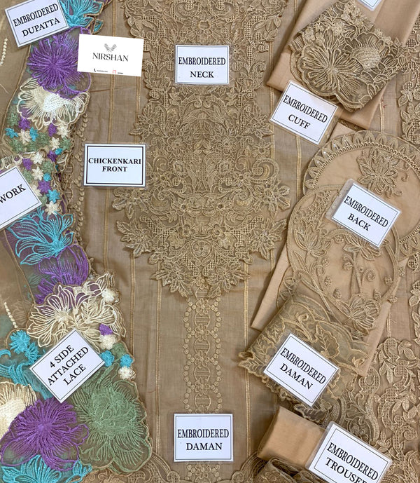 Crimson | Beige - Embroidered Cotton Collection Replica