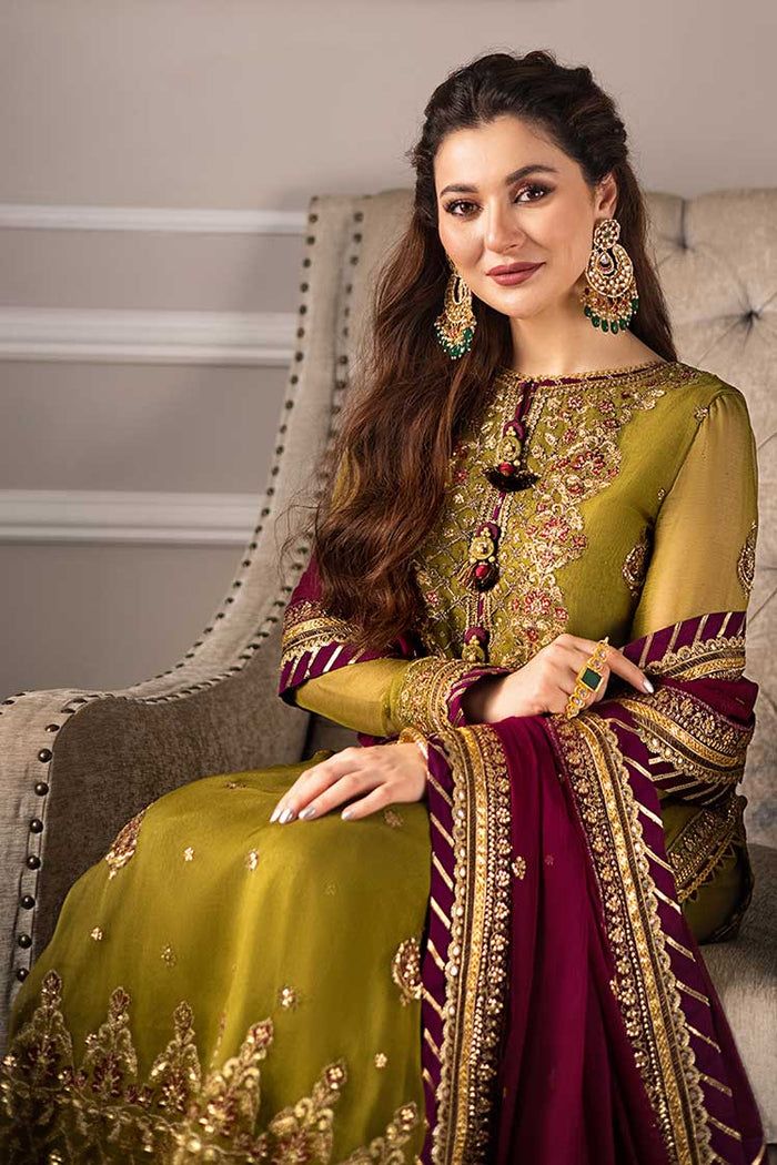 Asim Jofa Olive Chiffon Collection Replica Nirshan Asim Jofa Olive Chiffon Collection Replica Nirshan