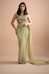 Maria B Green Exclusive Net Saree Replica