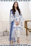 Farida Hassaan | White & Blue - Chicken Kari Luxury Lawn Collection Replica