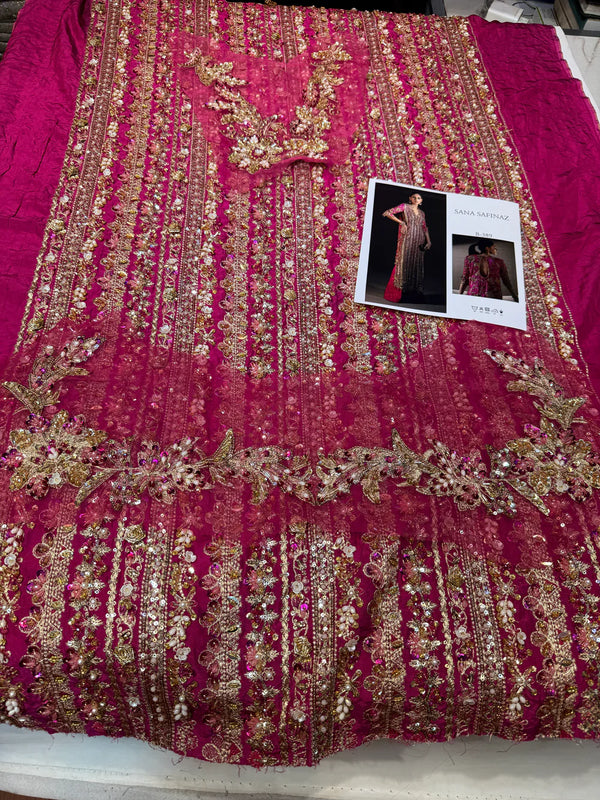Sana Safinaz Signature Tassel Silk โ Shocking Pink Ensemble