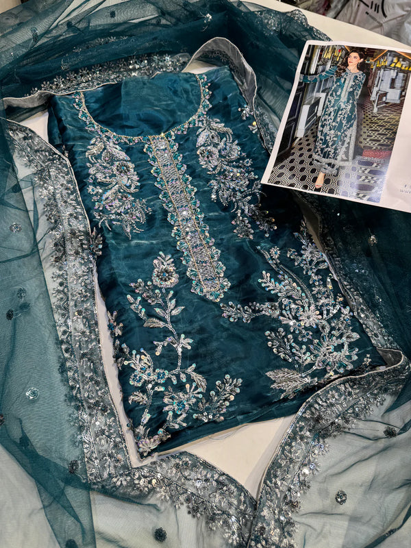 SRA Shisha Silk Ferozea Sea Green 3Pc