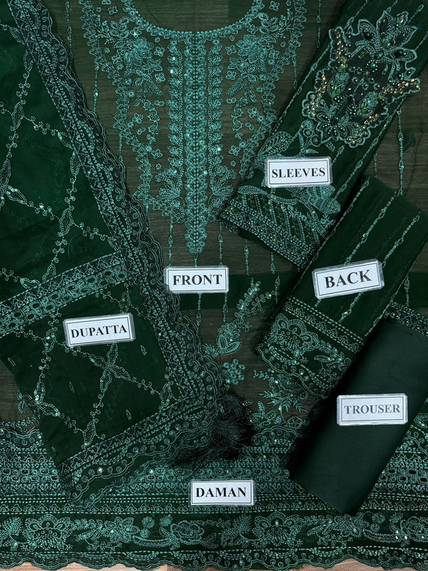 Gulaal Green Chiffon Formal Collection Replica