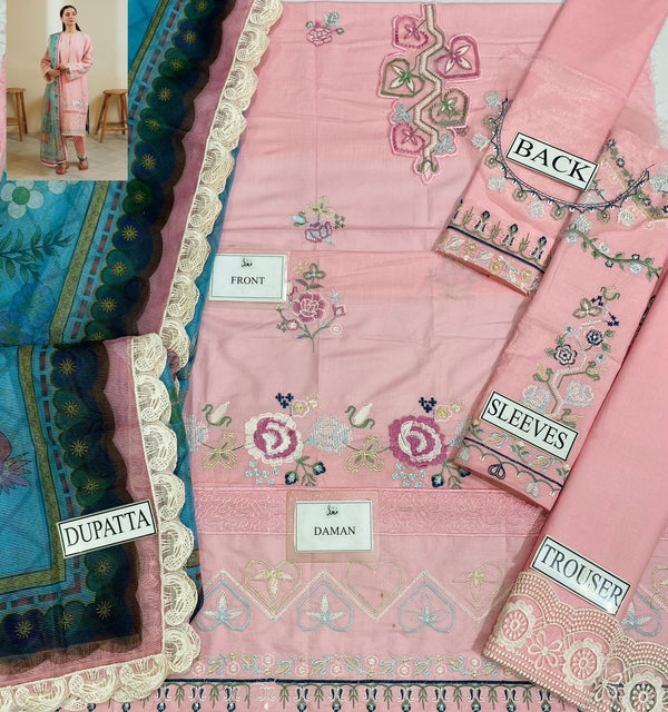 Zara Shahjahan Zimmil Pink Luxury Lawn Collection Replica