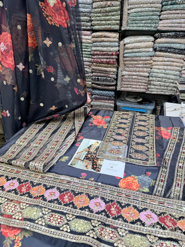 ANEELAS SILK PRINT BLACK