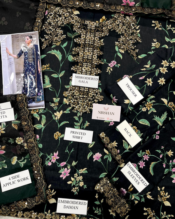 Iznik | Black - Lawn Collection Replica