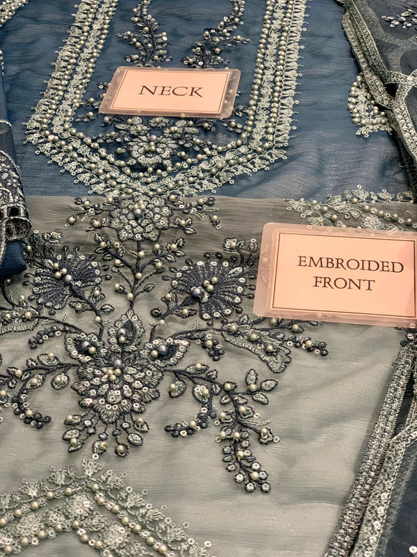 Maria B Seagreen Chiffon Formal Collection Replica