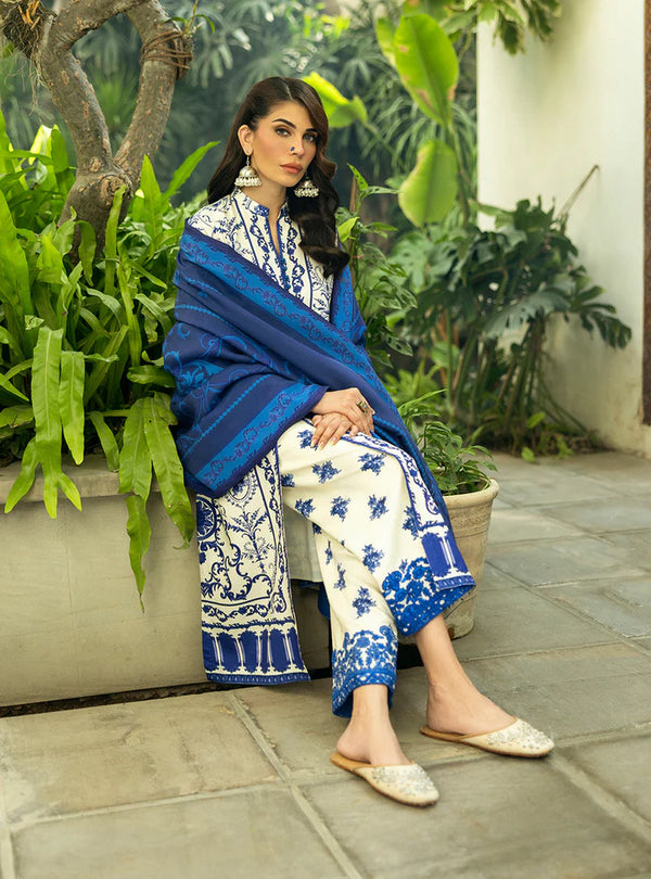 Zainab Chottani | Ivory & Royal Blue - Lawn Collection Replica