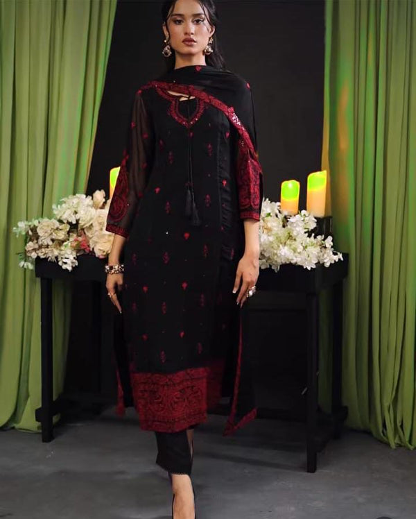 Baroque Black Chiffon Collection Replica