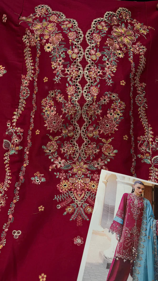 HUSSAIN REHAR Lawn – Riviera (Fuchsia Pink)