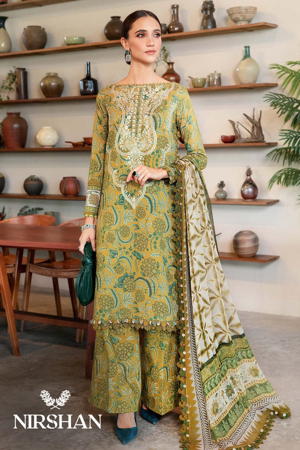 Maria B | Mustard Green - MPrint Lawn Collection Replica