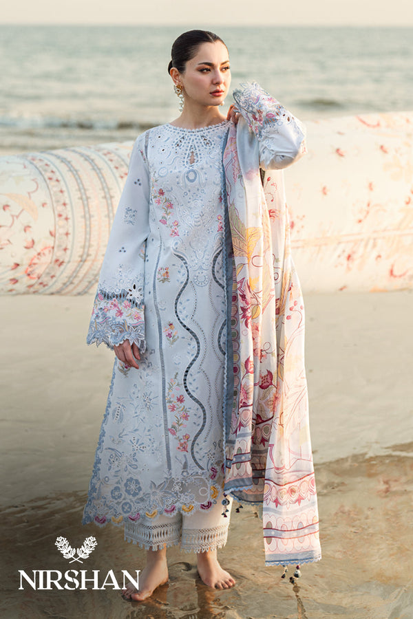 Qalamkar | Sky Blue - Lawn Cotton Chikankari Collection Replica