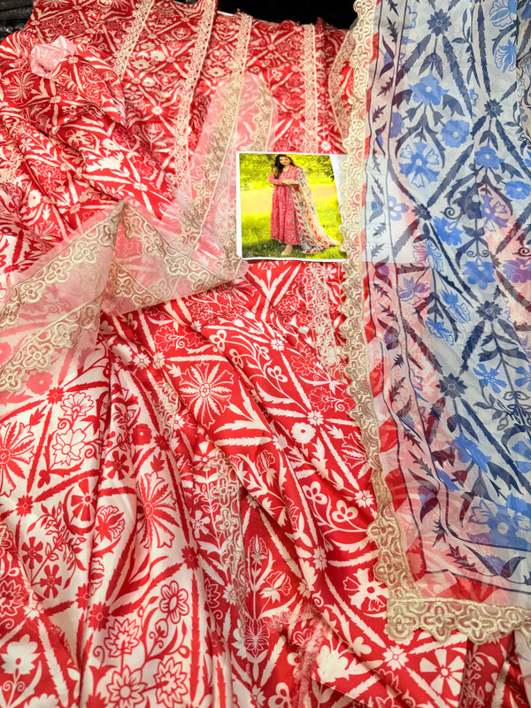 ANEELAS SILK PRINT RED