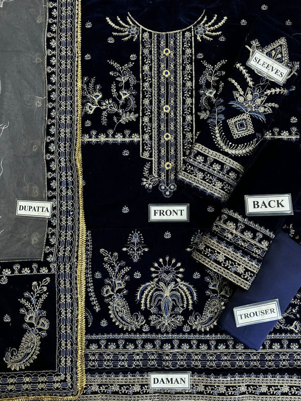 Baroque Blue Velvet Formal Collection Replica