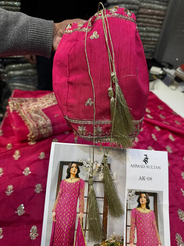 Ahmad Sultan Raw Silk Outfit – Hot Pink