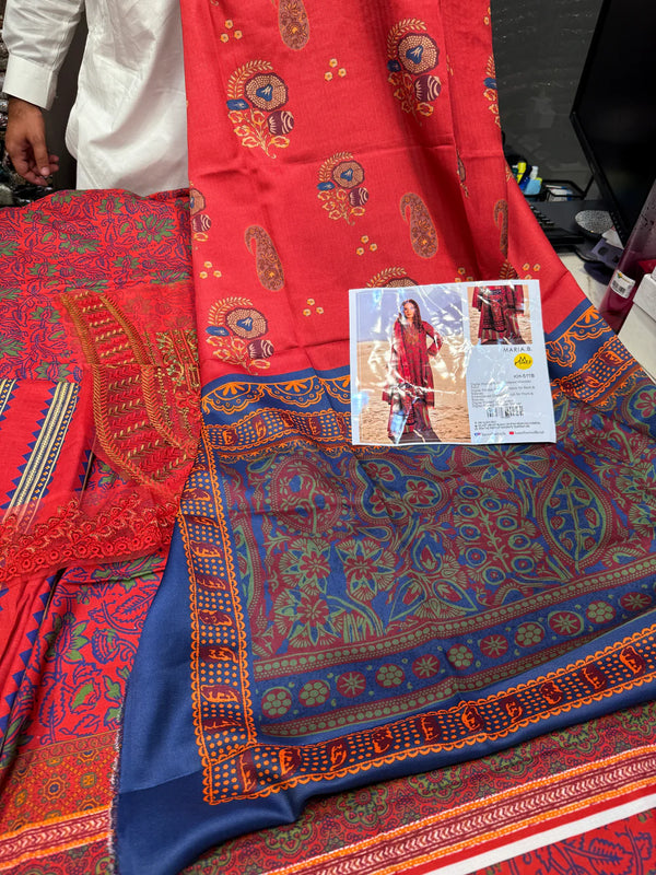 Maria.B Khaddar Mehroon 3PC