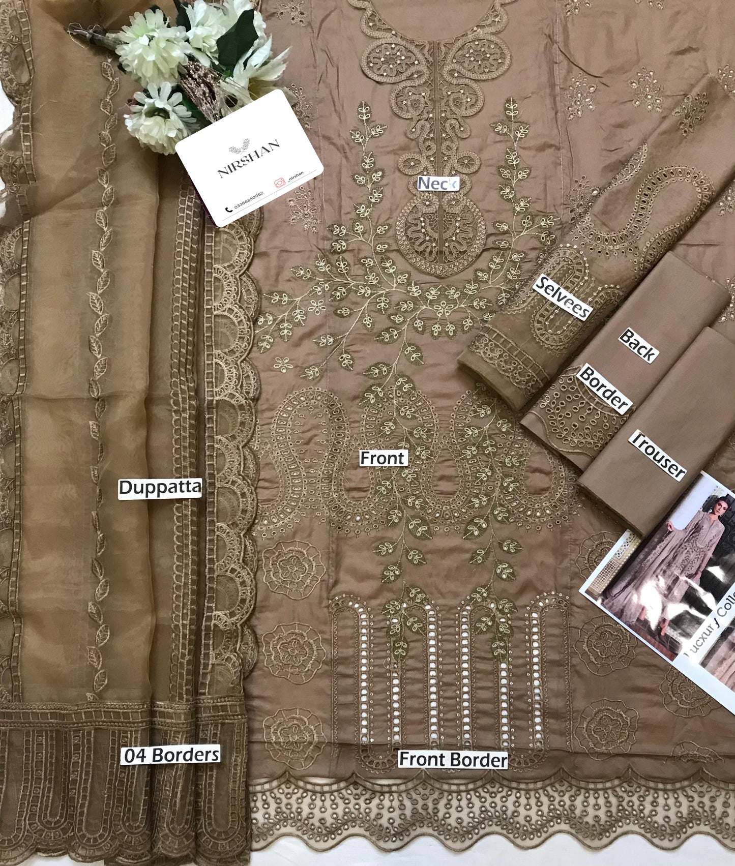 Maria B Brown | Chikankari Luxury Lawn Collection Replica