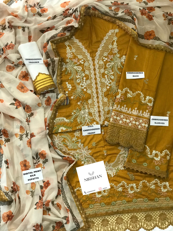 Ramsha | Mustard - Lawn Collection Replica