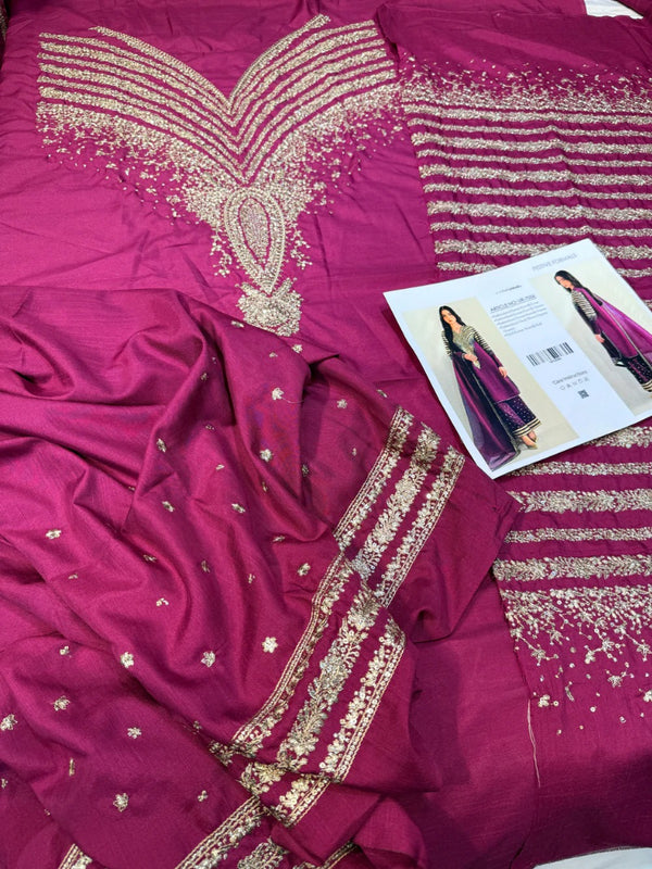 Jazmin Raw Silk Magenta 3Pc