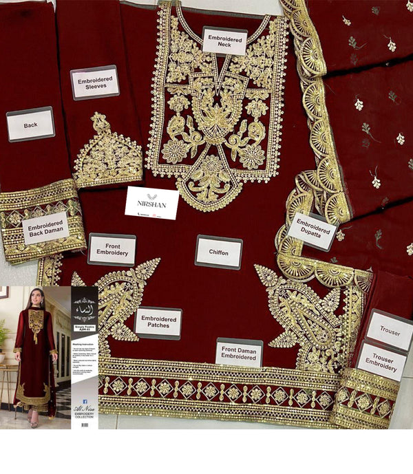 Asim Jofa | Maroon - Chiffon Collection Replica