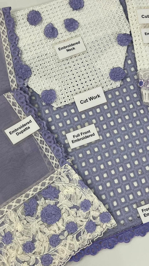 Farida Hassan Light Blue Luxury Lawn Collection Replica