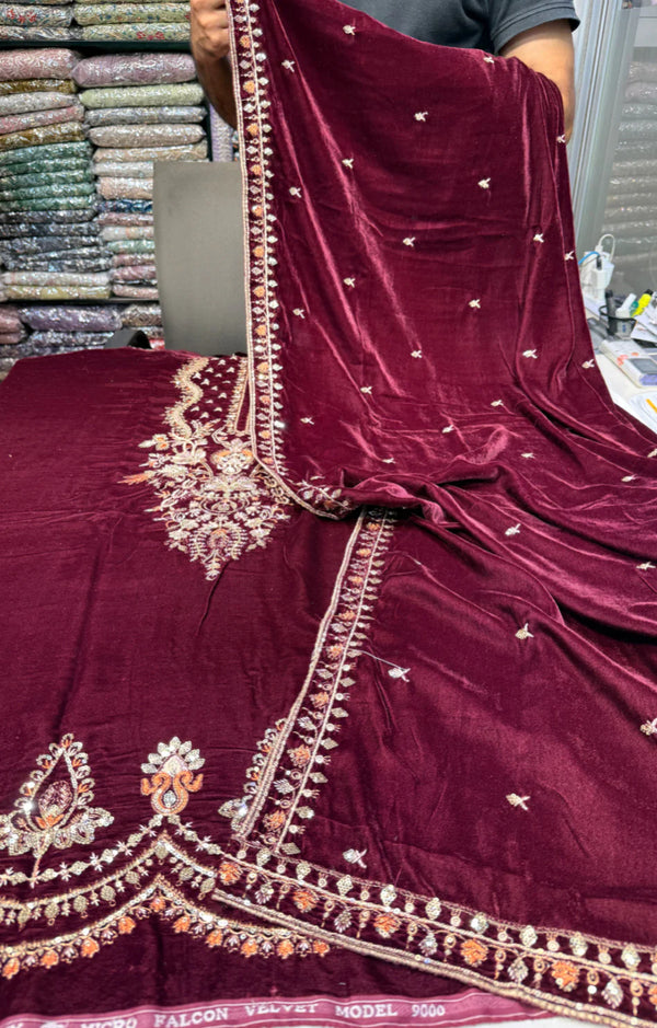 Batik Velvet 3Pc Maroon