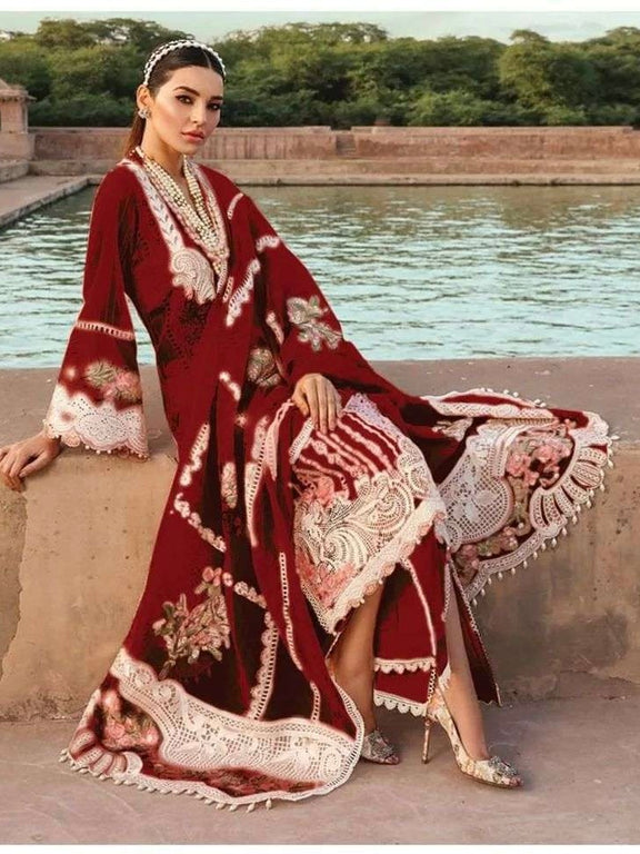 Crimson | Maroon - Luxury Lawn Collection Replica