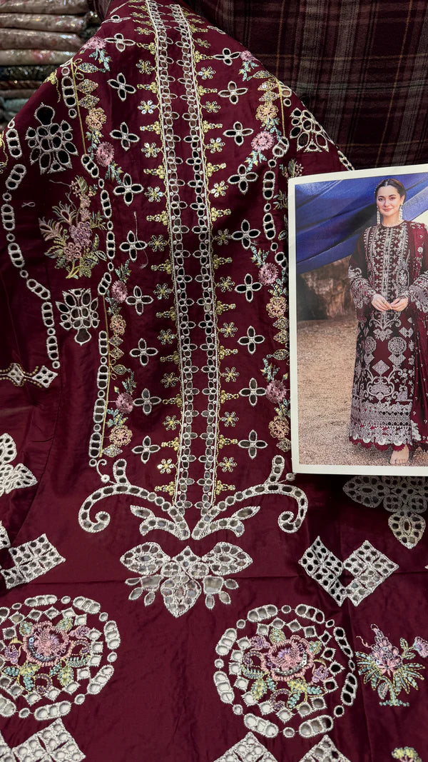 Qalamkar Lawn Miray (Meroon)